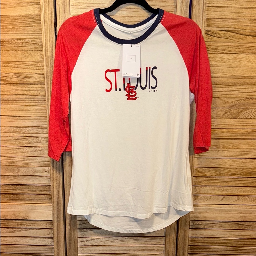 St. Louis Cardinals Nike Women's 3/4 Sleeve Raglan NWT Heathered Red & White M